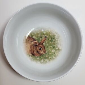 Pottery Barn Meadow Bunny BOWL Easter Rabbit Laying Down Cereal Soup 5.625" NWT